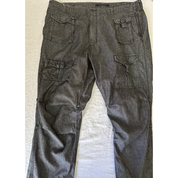 Sean John Men's Size 46 Cargo Flight Pants Tie Bottom Gray Y2K 100% Cotton Light - Picture 2 of 12